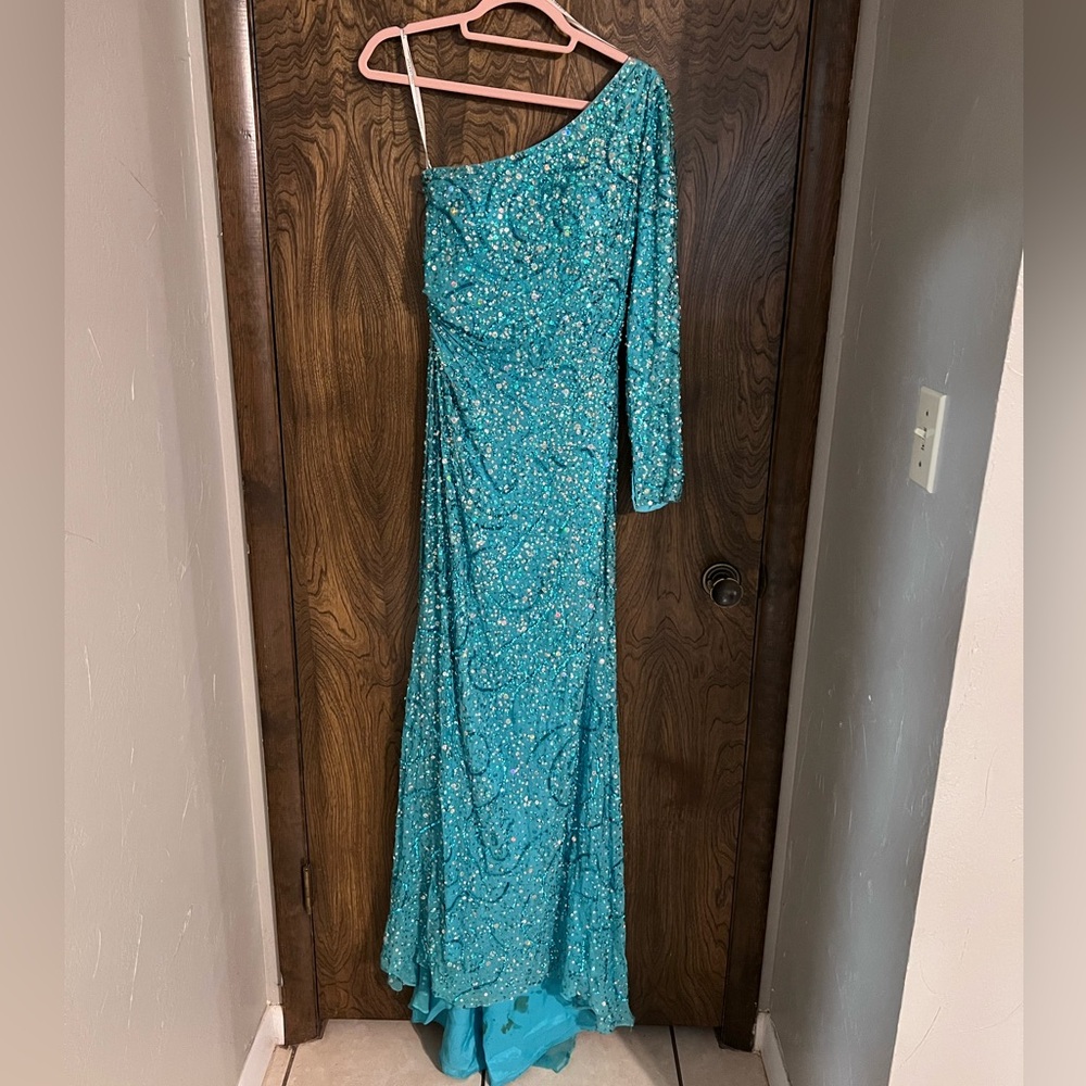 Sherri Hill Vintage One Shoulder Blue Size 4